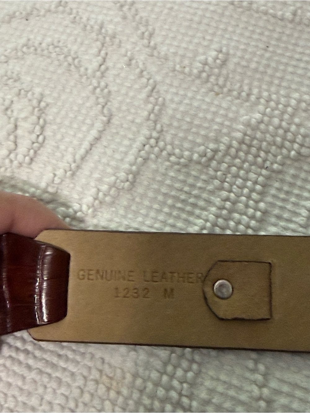 Nicole Miller Brown Croc Embossed Leather Woven Hook Belt Womens Size M 1232 - Picture 5 of 6